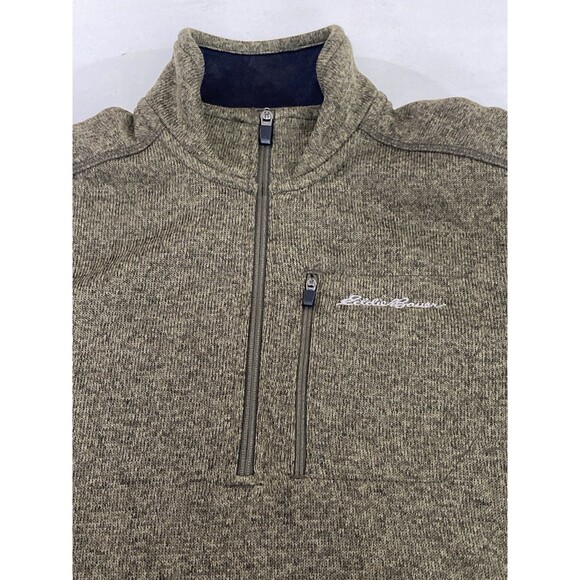 Eddie Bauer Men’s S Green Fleece Quarter Zip Sweater Outdoor Hiking Camping - Picture 3 of 8